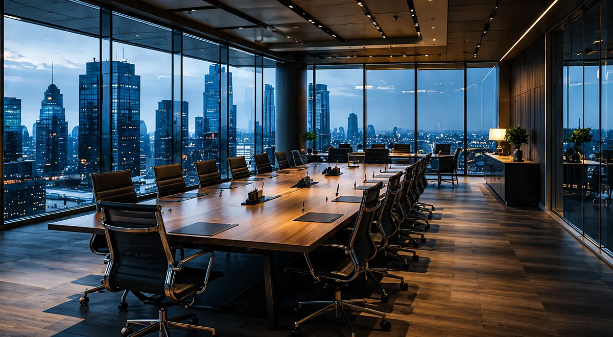 Boardroom meeting with brokers.